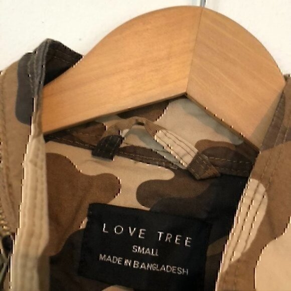 LOVE TREE JUNIORS Camouflage Camo Military Utility Fall 100% Cotton Jacket Small - Picture 4 of 8